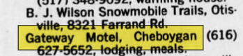 North Country Inn (Gateway Motel) - 1971 Mention